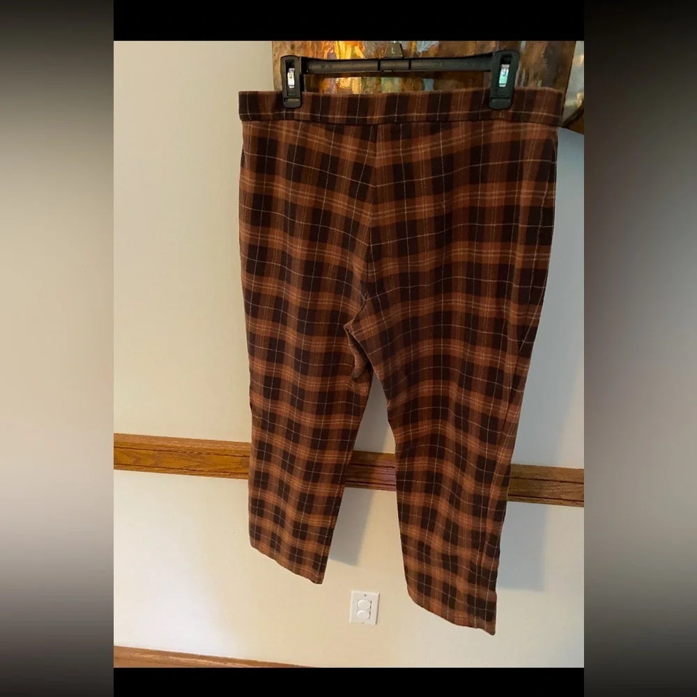 Susan Graver Straight Leg Pull On Career Pants Womens Large Pockets Punk Plaid - Picture 4 of 7